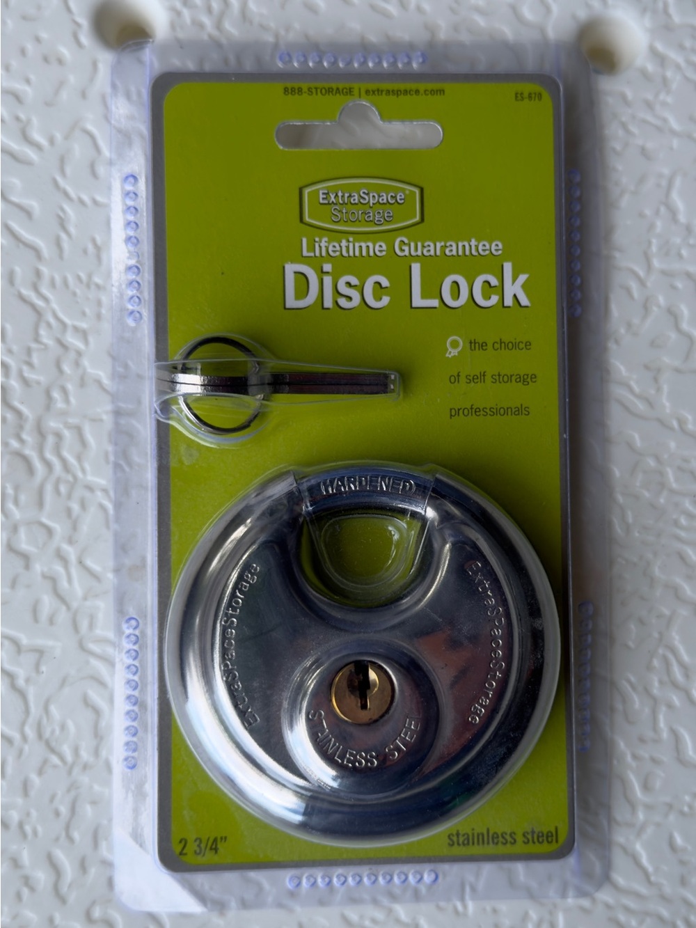 ExtraSpace Storage Disc Lock 2 3/4” Stainless Steel New in Package